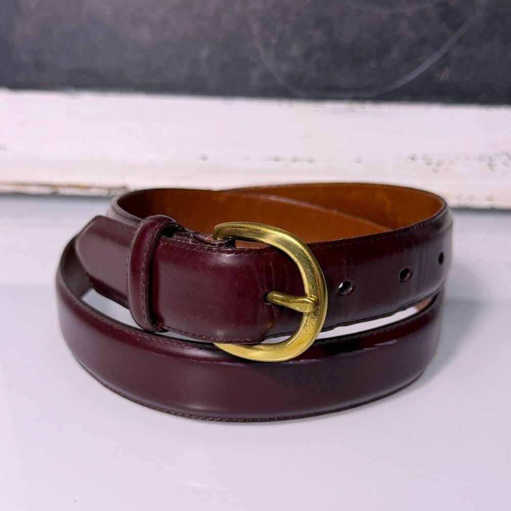 Vintage Coach Oxblood Leather Belt 34 Solid Brass Buckle Costa Rica